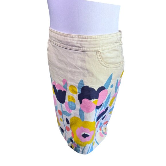 Retro Boden Floral Cotton Skirt With Side Zipper & Pockets Size US 4 - Picture 3 of 8